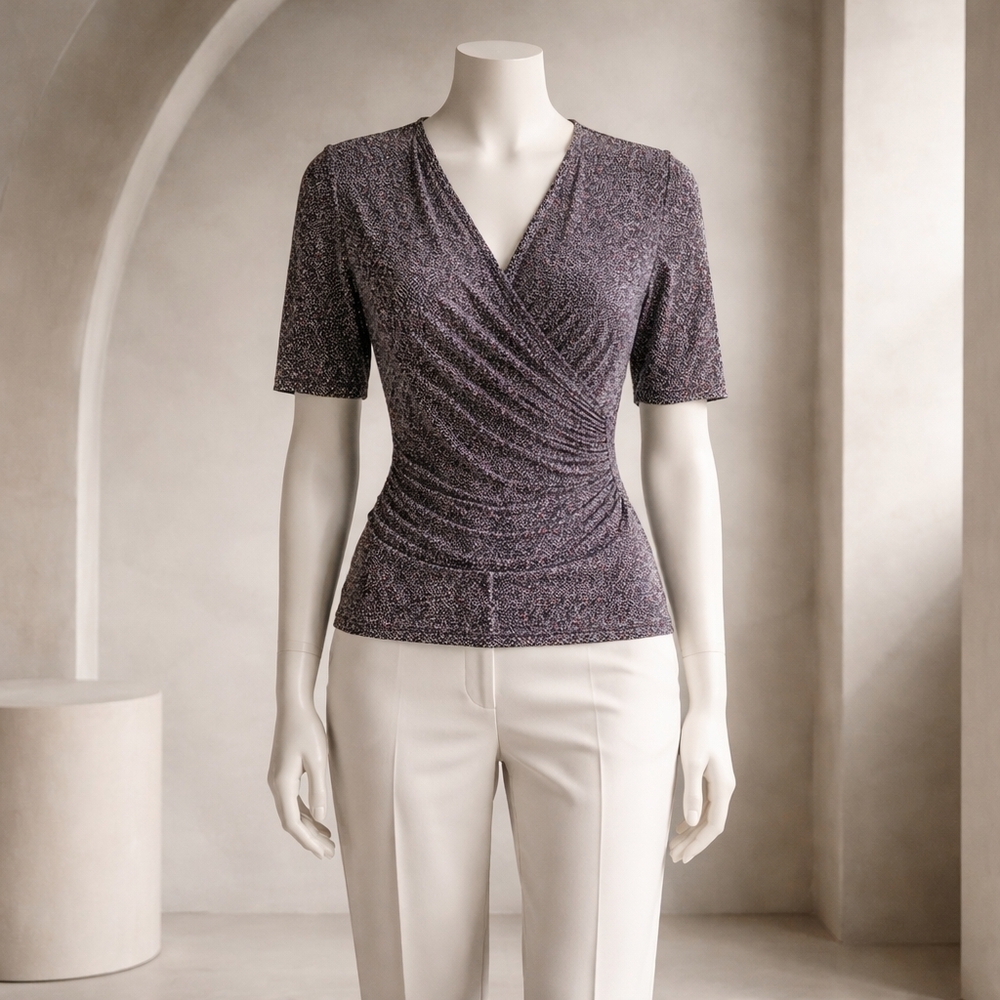 Jones New York Purple Heathered Wrap Blouse